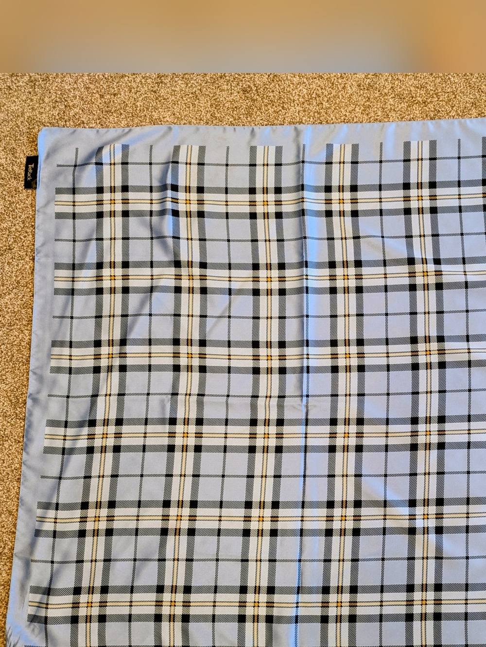 TieRack Light Blue Plaid Polyester Square Scarf